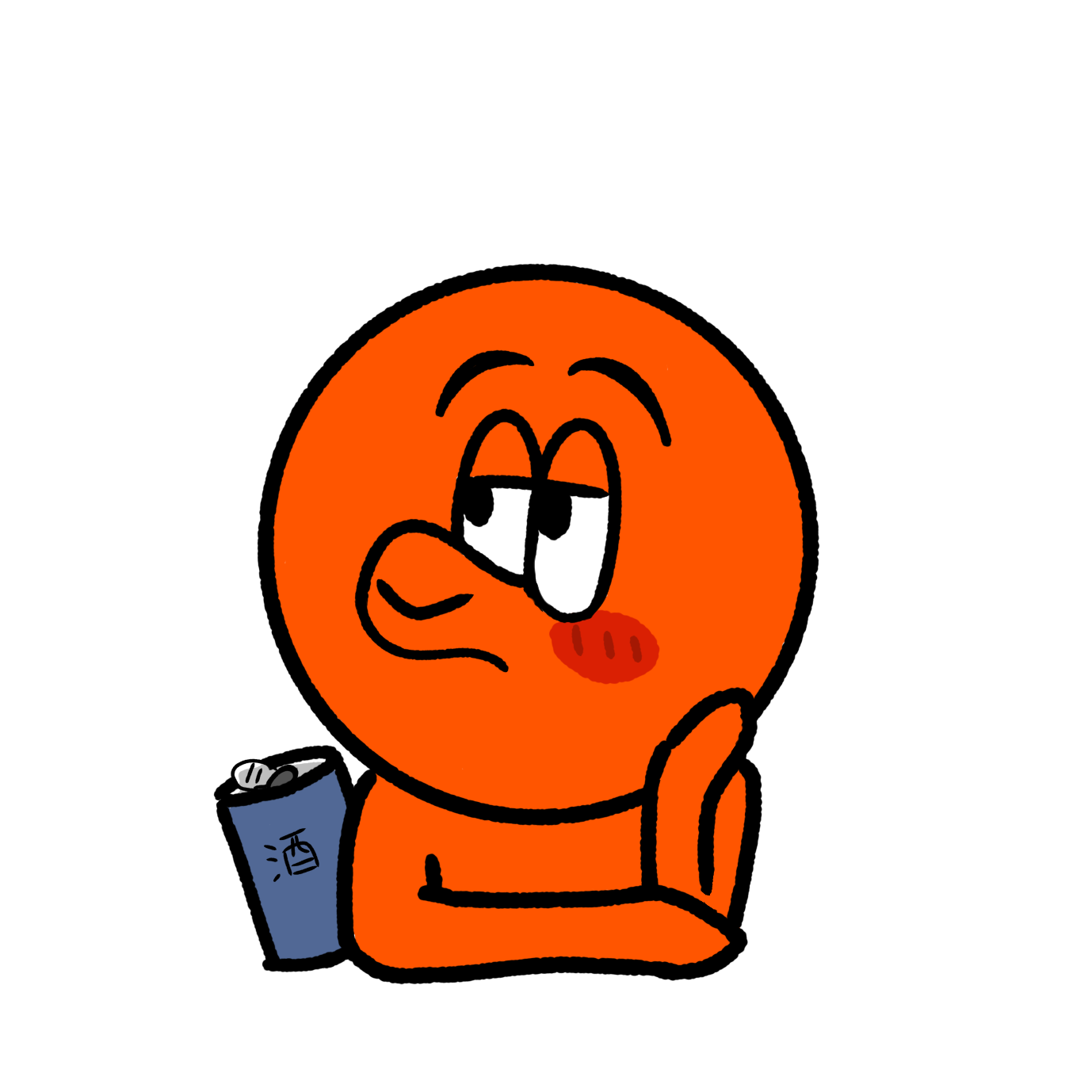 飲み物を持つほろ酔いおじのイラスト