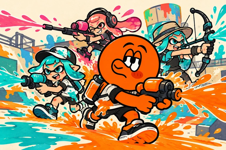 おじタコと仲間がオープン対戦に挑む企画イラスト